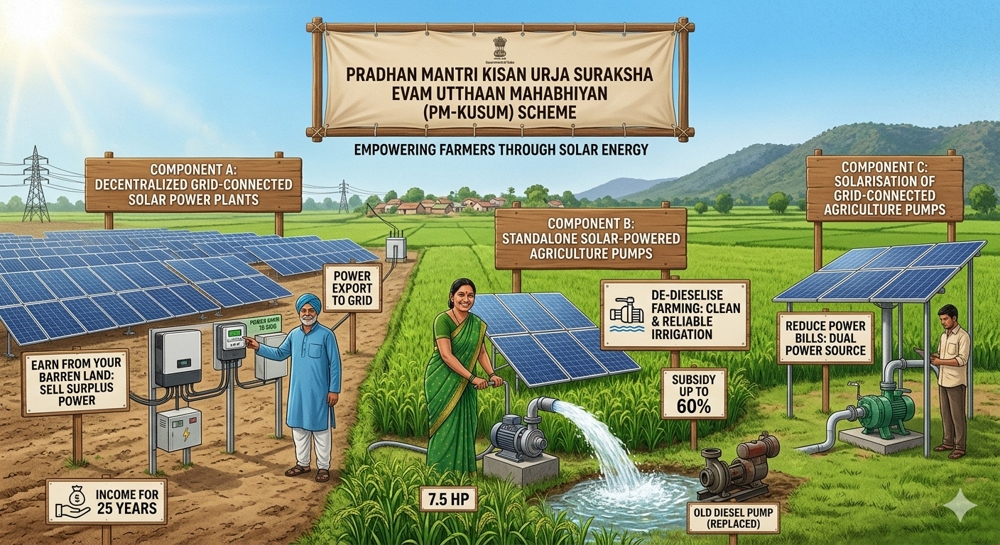 पीएम-कुसुम योजना: शेतकऱ्यांसाठी सौरऊर्जेचा क्रांतिकारी मार्ग: PM KUSUM SCHEME