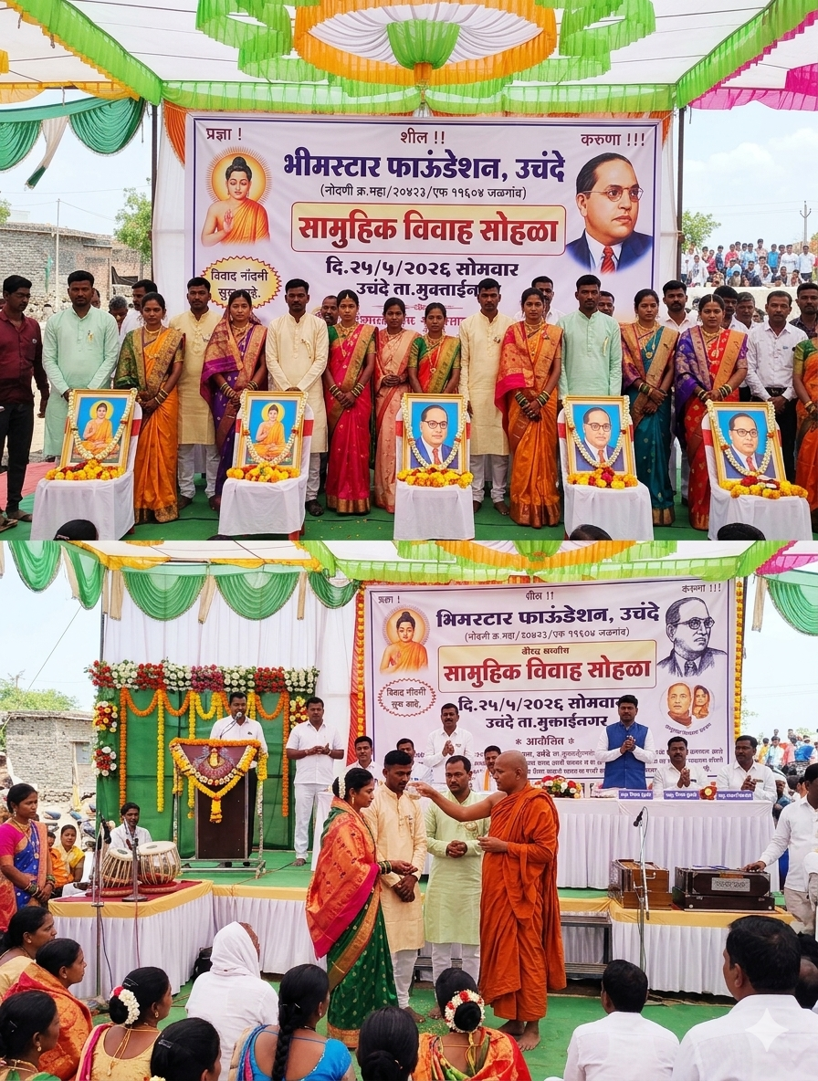 भीमस्टार फाऊंडेशन, उचंदे तर्फे २५ मे २०२६ रोजी भव्य बौद्ध धम्मिय सामूहिक विवाह सोहळ्याचे आयोजन.