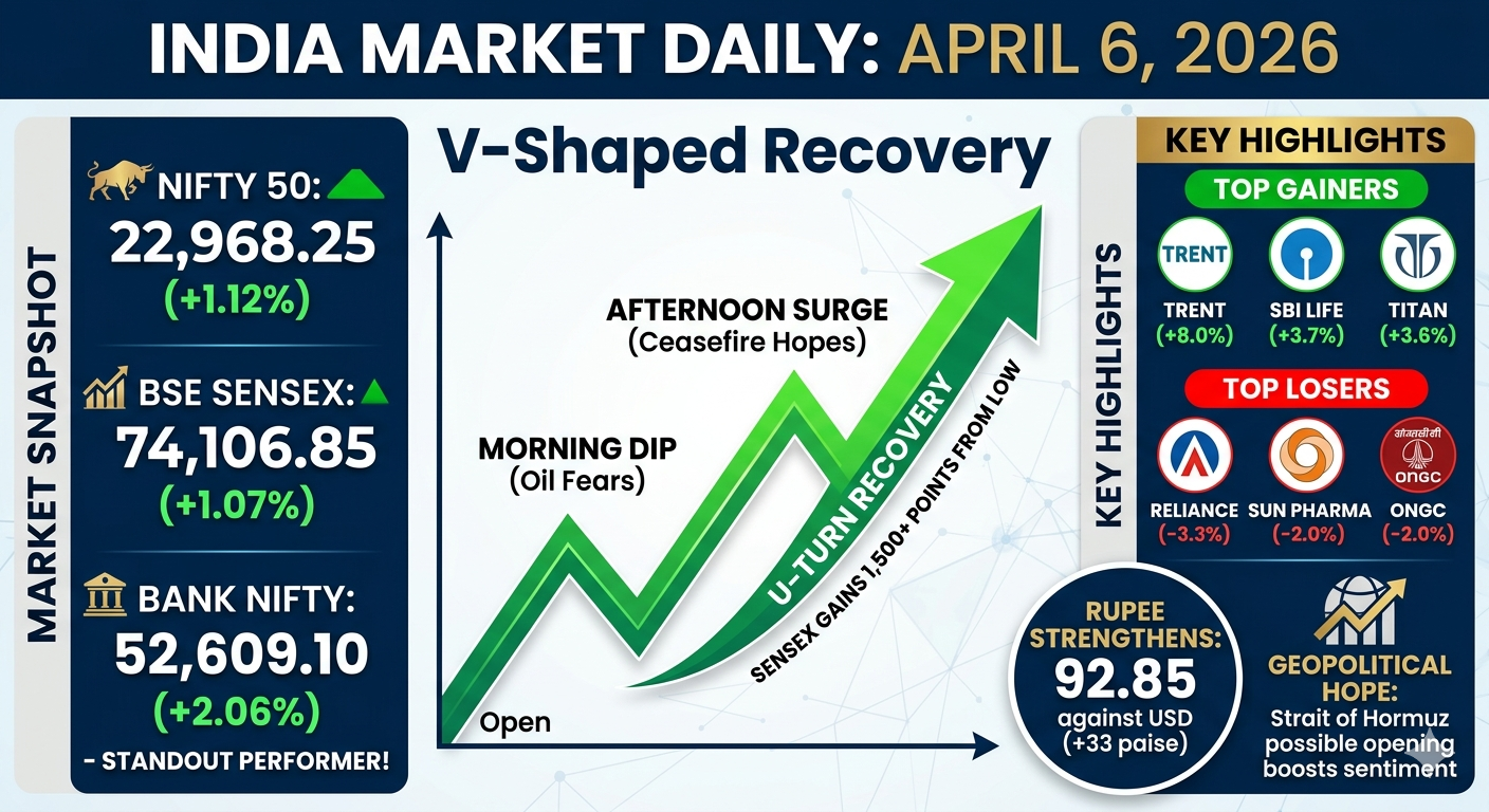 शेअर बाजाराचा दमदार ‘यू-टर्न’; सेन्सेक्स 74 हजारांवर, बँक निफ्टीत 2% पेक्षा जास्त उसळी