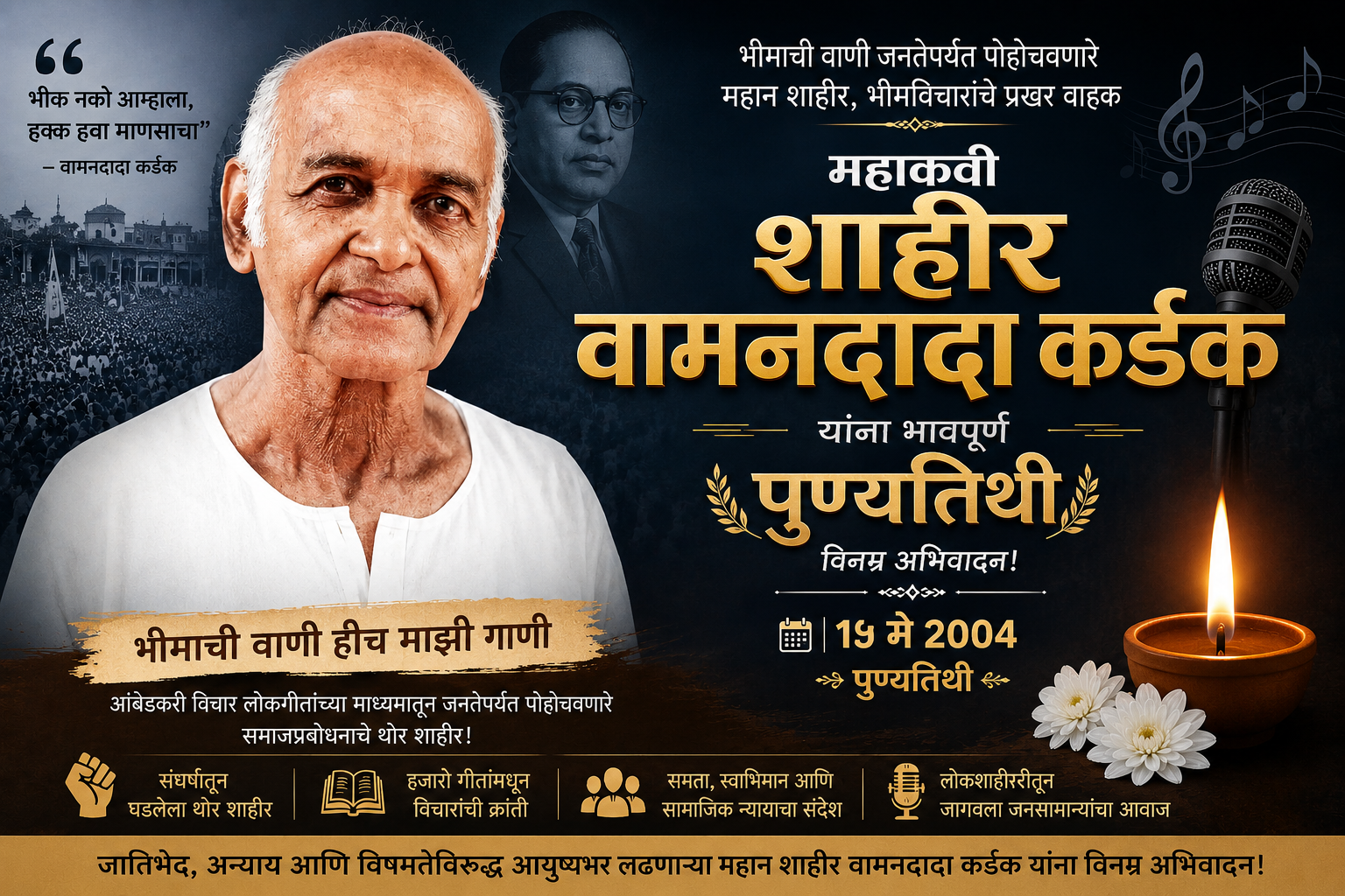 महाकवी वामनदादा कर्डक : भीमगीतांतून पेटवलेला सामाजिक परिवर्तनाचा मशाल