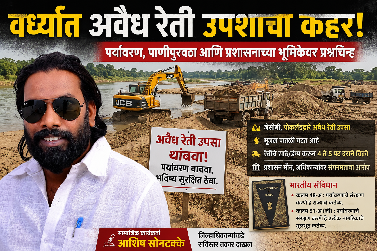 वर्धा जिल्ह्यात अवैध रेती उपशाचा प्रश्न पुन्हा ऐरणीवर; प्रशासनाच्या भूमिकेवर प्रश्नचिन्ह